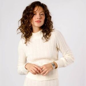 Band of the Free by Band of Gypsies Raquel Ivory Ribbed Knit  Sweater Size Small